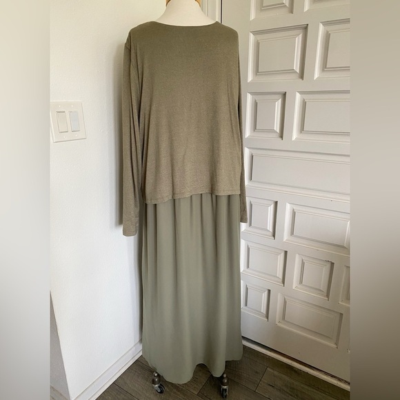 NWT Soft Surroundings Cassie Dress Olive Light Green Long Maxi Chiffon Size 3X - Picture 5 of 16